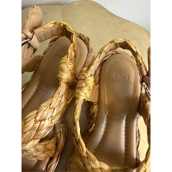 Marc Fisher Genie Espadrille Platform Sandal 6M Raffia Summer Strappy Feminine - Picture 10 of 12